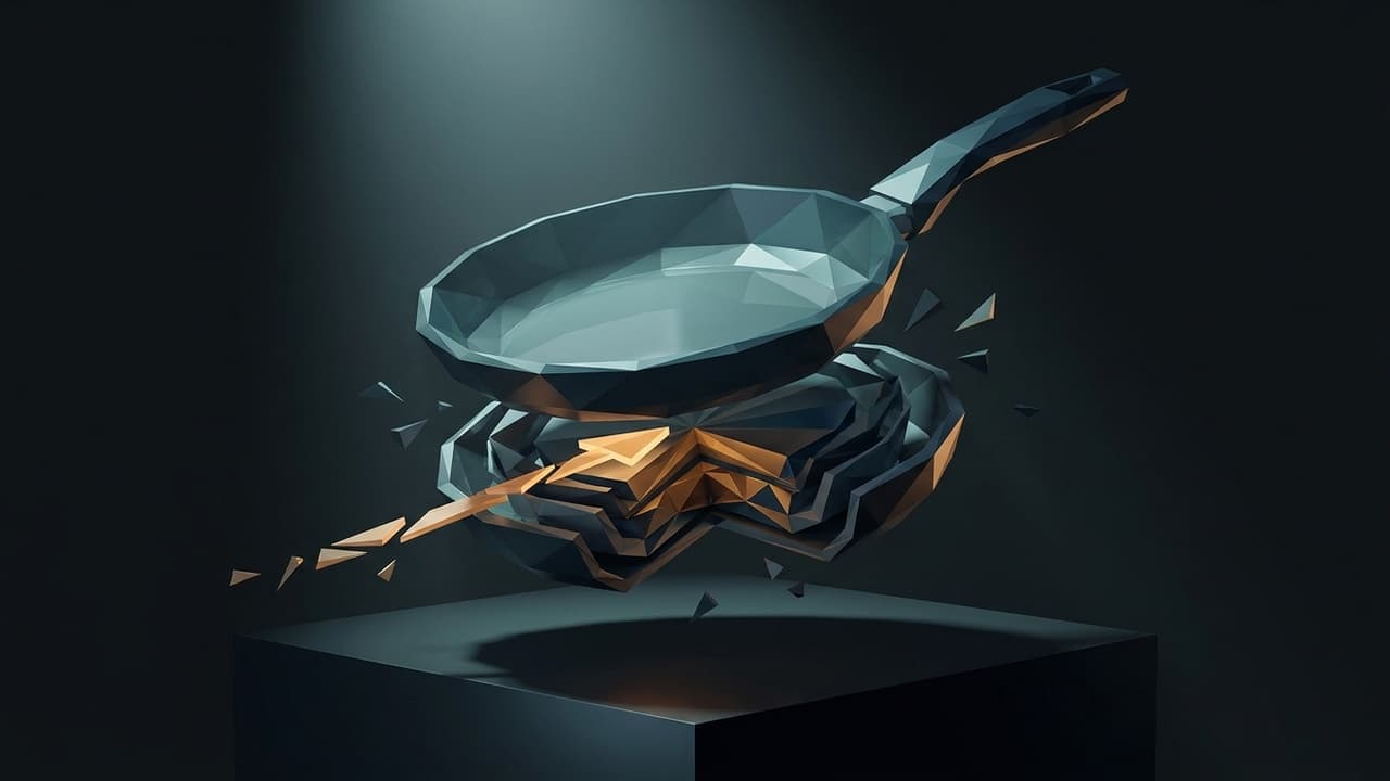 The Forensic Specimen (Low Poly) illustration showing Cookware deception and Hidden layers and Material misdirection for r...
