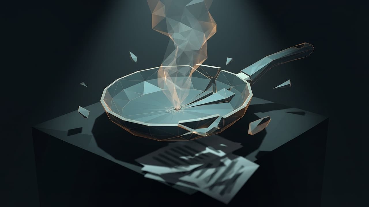 Low Poly illustration of cookware contamination pathways for The Pan