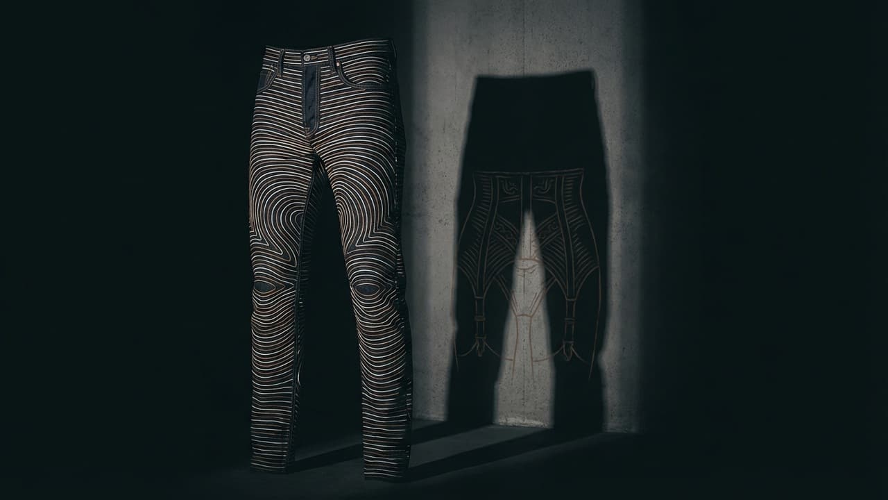 The Distortion Field (Op Art) illustration showing Fabric transformation and manufactured comfort for report The Stretch