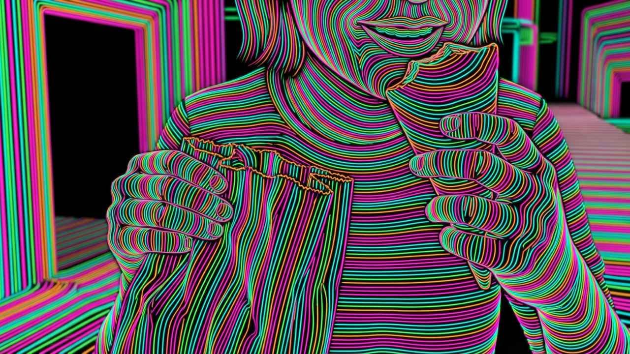 The Vibration (Op Art) illustration showing Eco-choice and Indulgence and Release for report The Permission Slip Economy