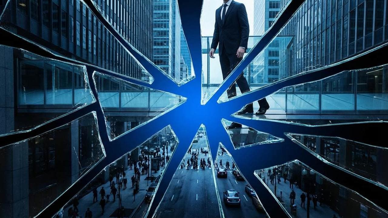 Fractured Portraiture illustration showing Executive Scale Disparity for report Rewarding the Entrepreneur