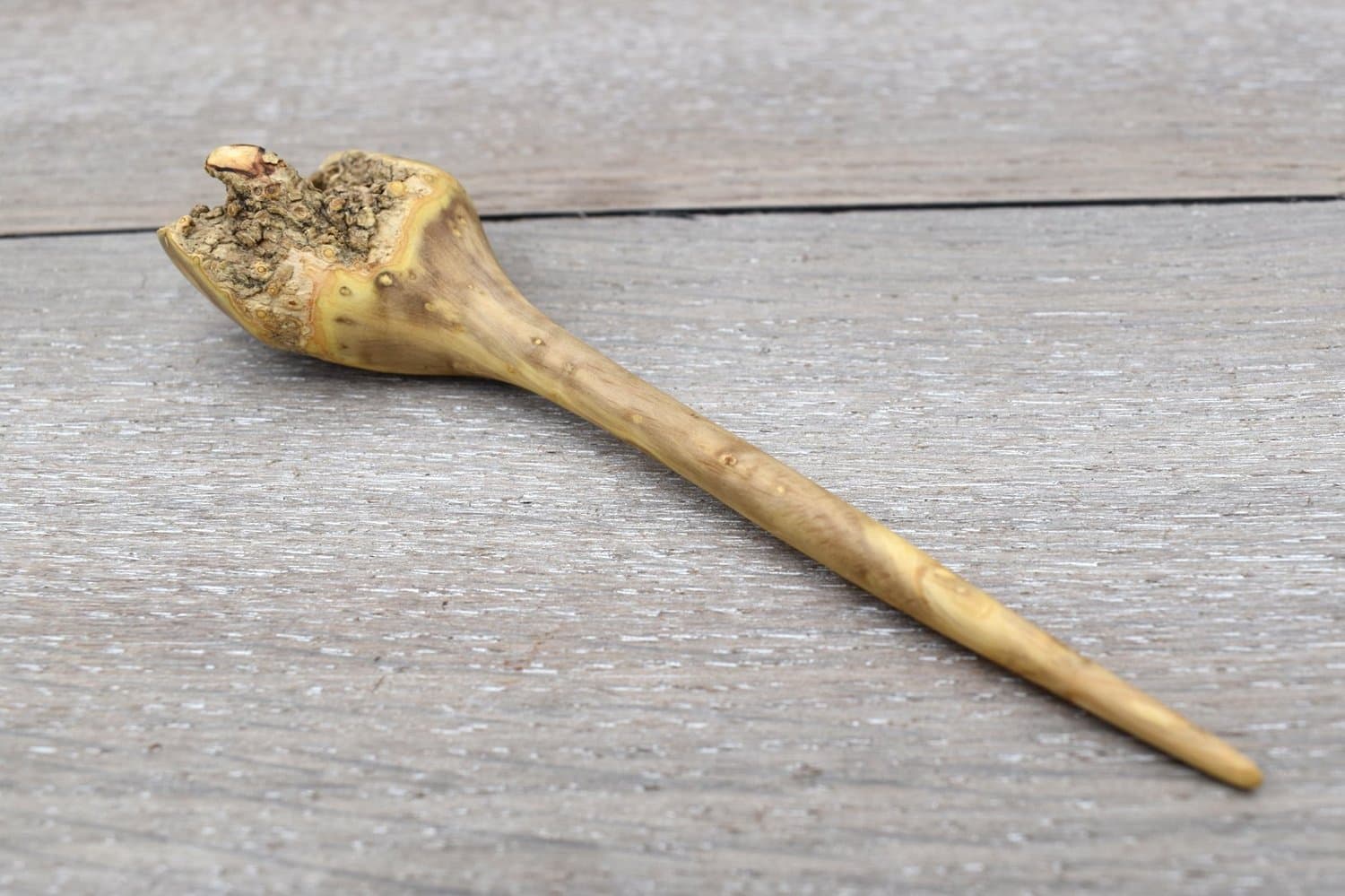 Boxwood Hair Pin With Bark